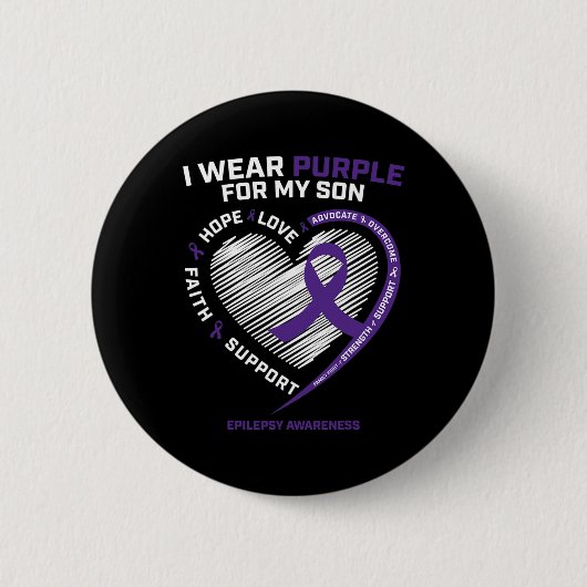 Ich trage Lila für meine Son Epilepsy-Geschenke Button (Vorderseite)