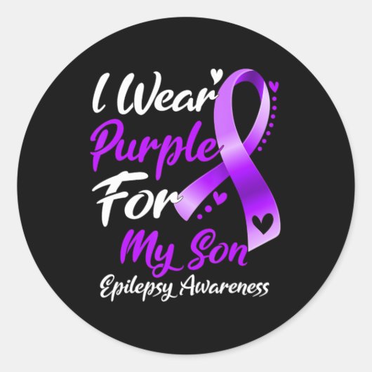 Ich trage Lila für meine Son Epilepsy-Geschenke Runder Aufkleber (Vorderseite)