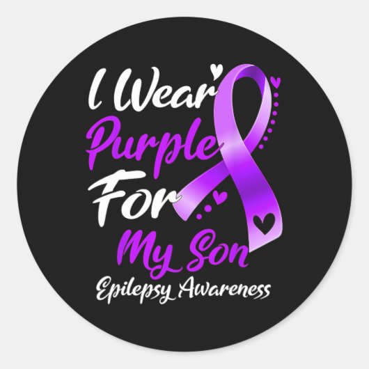 Ich trage Lila für meine Son Epilepsy-Geschenke Runder Aufkleber (Vorderseite)