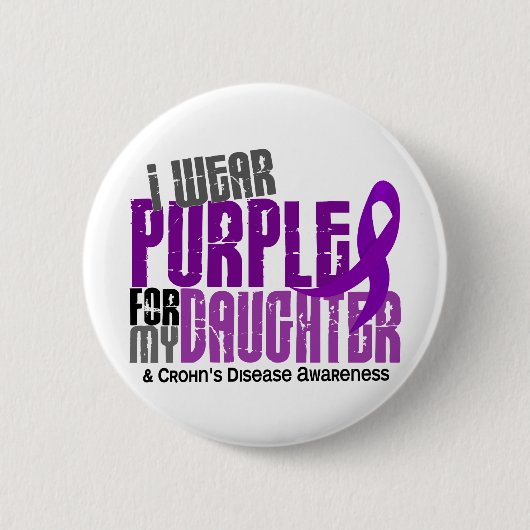 Ich trage Lila für meine Tochter6 Crohns Krankheit Button (Vorderseite)