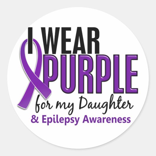 Ich trage Lila für meine Tochter 10 Epilepsie Runder Aufkleber (Vorderseite)
