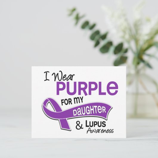 Ich trage Lila für meine Tochter 42 Lupus Postkarte (Stehend Vorderseite)