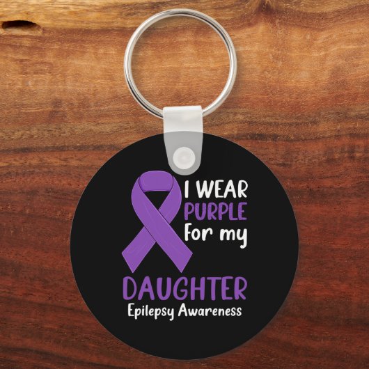 Ich trage Lila für meine Tochter Epilepsie Awarene Schlüsselanhänger (Vorderseite)