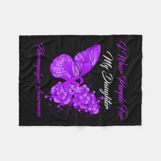 Ich trage Lila für meine Tochter Fibromyalgie Krie Fleecedecke (Vorderseite (Horizontal))