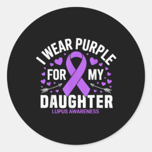 Ich trage Lila für meine Tochter Lupus Warrior Lup Runder Aufkleber