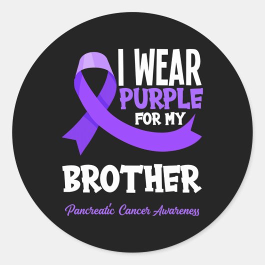 Ich trage Lila für meinen Bruder Bauchspeicheldrüs Runder Aufkleber (Vorderseite)