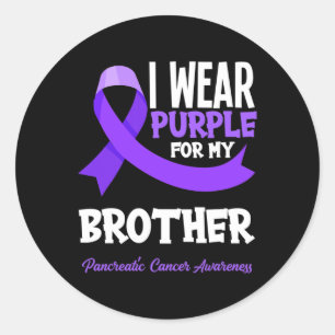 Ich trage Lila für meinen Bruder Bauchspeicheldrüs Runder Aufkleber