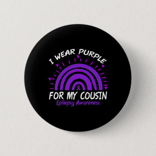 Ich trage Lila für meinen Cousin Rainbow Epilepsy  Button