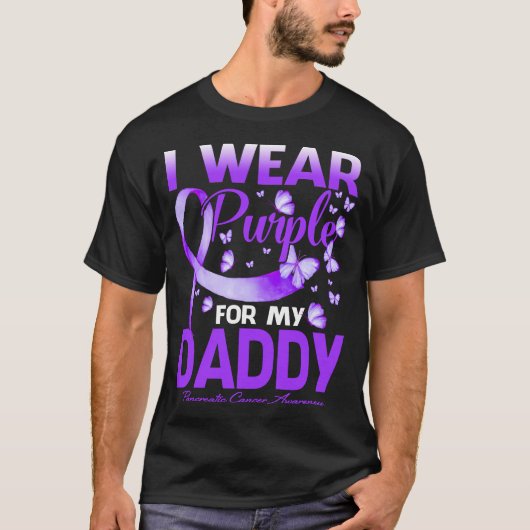 Ich trage Lila für meinen DADDY Pankreaskrebs T-Shirt (Vorderseite)