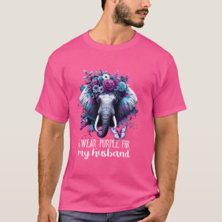 Ich trage Lila für meinen Ehemänner Elefant Alzhei T-Shirt