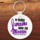 Ich trage Lila für meinen Mann 37 Epilepsie Schlüsselanhänger (Vorderseite)