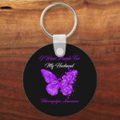 Ich trage Lila für meinen Mann Fibromyalgie-Kriege Schlüsselanhänger (Vorderseite)