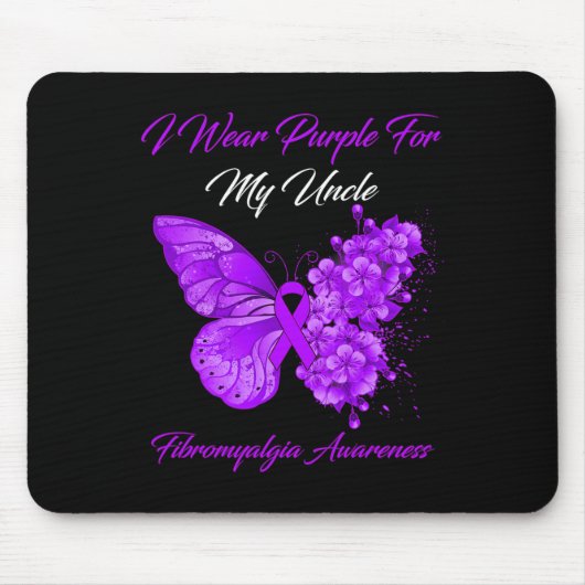 Ich trage Lila für meinen Onkel Fibromyalgie Krieg Mousepad (Vorne)