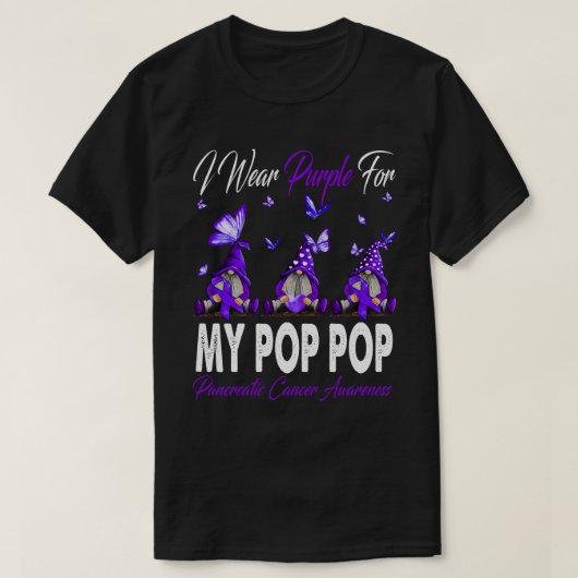 Ich trage Lila für meinen POP POP Pankreaskrebs Aw T-Shirt (Design vorne)
