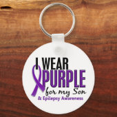 Ich trage Lila für meinen Sohn 10 Epilepsie Schlüsselanhänger (Vorderseite)