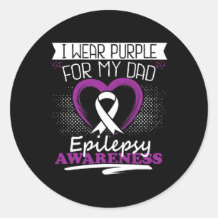 Ich trage lila für meinen Vater Epilepsie Krampfan Runder Aufkleber