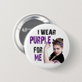 Ich trage Lila für MICH Button (Vorne & Hinten)