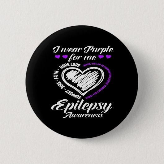 Ich trage Lila für mich Krieger kämpfen Epilepsie Button (Vorderseite)
