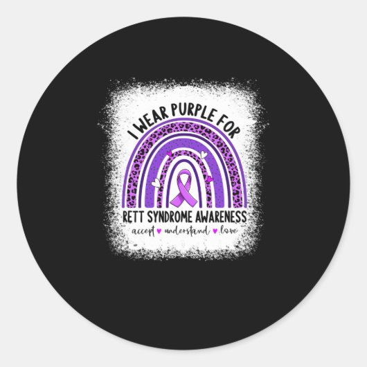 Ich trage Lila für Rett-Syndrom Runder Aufkleber (Vorderseite)
