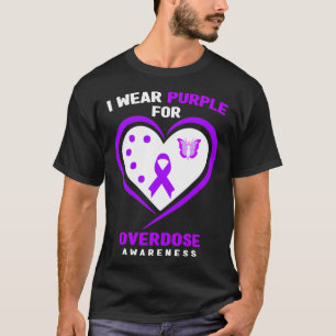 Ich trage Lila für Sucht Überdosierung Bewusstsein T-Shirt