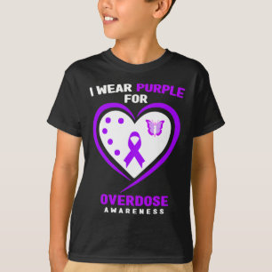 Ich trage Lila für Sucht Überdosierung Bewusstsein T-Shirt