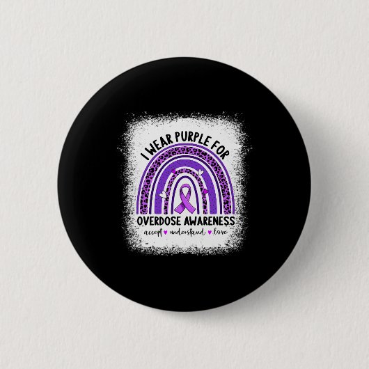 Ich trage Lila für Überdosierung Awareness Boho Ra Button (Vorderseite)