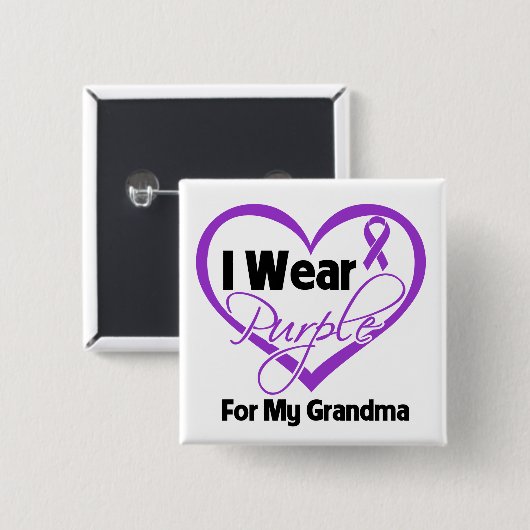 Ich trage Lila Herz Ribbon - Oma Button (Vorne & Hinten)