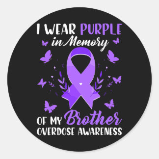 Ich trage Lila im Gedächtnis für meine Bruderüberd Runder Aufkleber