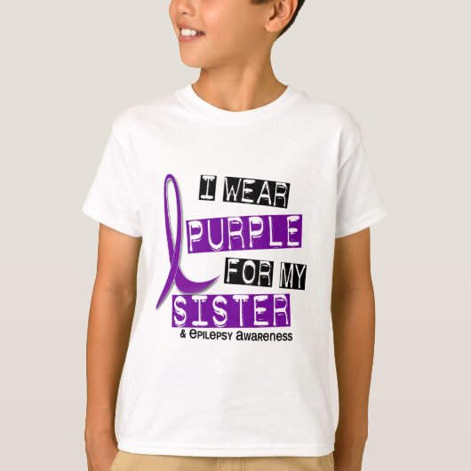 Ich trage lila Schwester-Epilepsie T-Shirt (Vorderseite)