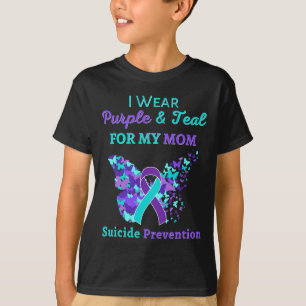 Ich trage Lila und Aquamarin für meine Mama Suizid T-Shirt