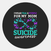 Ich trage Lila und Aquamarin für meine Mamas Suizi Runder Aufkleber (Vorderseite)