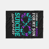 Ich trage Lila und Aquamarin für meinen Sohn Suizi Fleecedecke (Vorderseite (Horizontal))