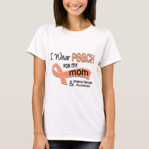 Ich trage Mama-uterinen Krebs des Pfirsich-42 T-Shirt