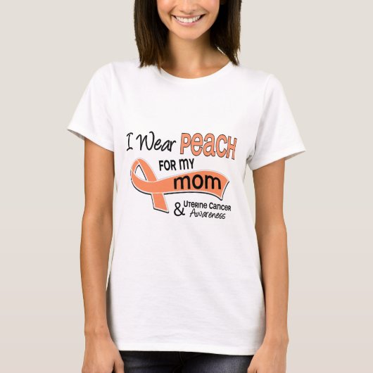 Ich trage Mama-uterinen Krebs des Pfirsich-42 T-Shirt (Vorderseite)