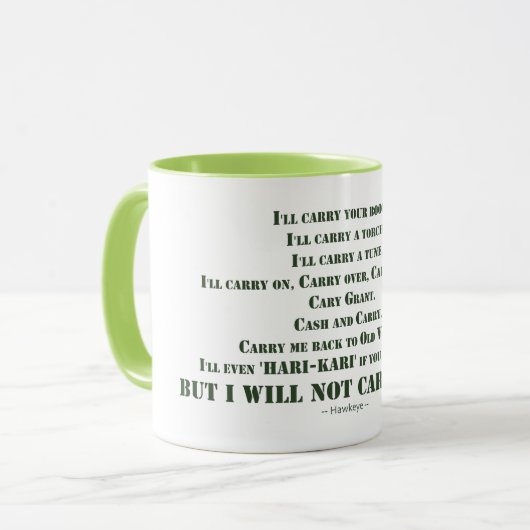 Ich trage nicht ein Gewehr Tasse (Vorderseite Links)