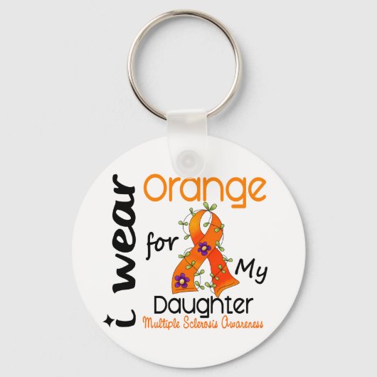 Ich trage Orange 43 Tochter MS Multiple Sklerose Schlüsselanhänger (Vorderseite)