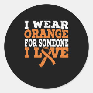 Ich trage Orange für jemanden, der eine Leukämieun Runder Aufkleber