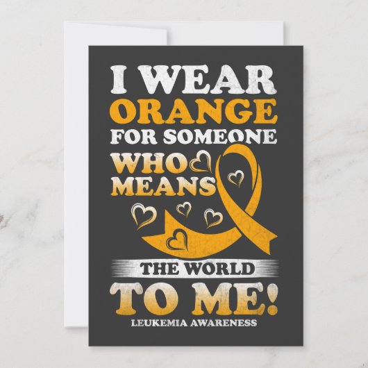 Ich trage Orange für jemanden, der mir Welt bedeut Einladung (Vorderseite)