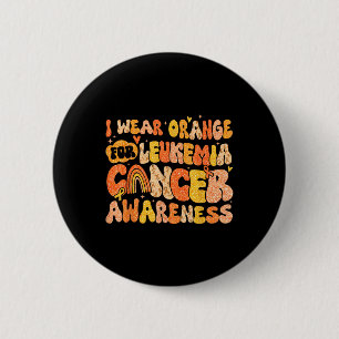 Ich trage Orange für Leukämie-Krebs-Bewusstseins-S Button