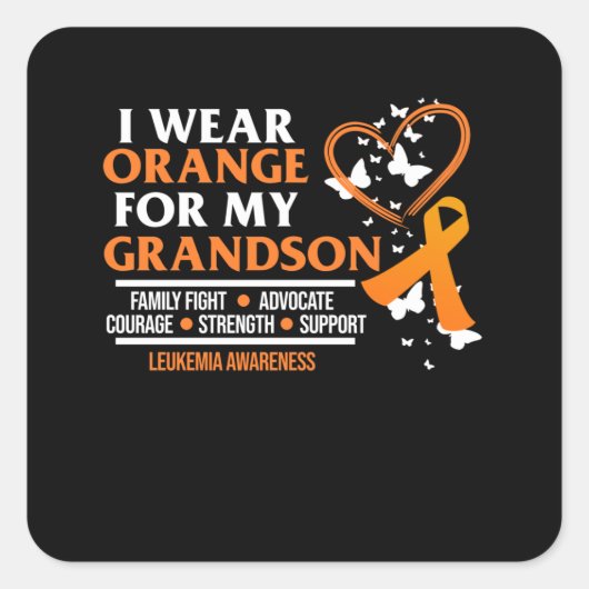 Ich trage Orange für Leukämie Quadratischer Aufkleber (Vorderseite)