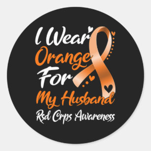 Ich trage Orange für mein Ehemännchen Rsd Crps Bew Runder Aufkleber