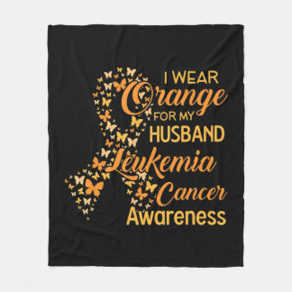 Ich trage Orange für meine Musband Leukämie Cancer Fleecedecke