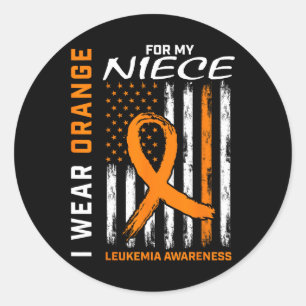 Ich trage Orange für meine Nichte Leukämie Awarene Runder Aufkleber