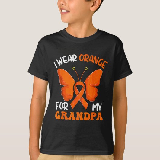 Ich trage Orange für meine Opa-Butterfly-Leukämie- T-Shirt (Vorderseite)