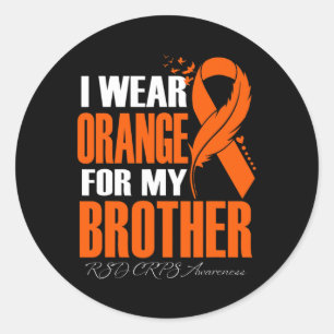 Ich trage Orange für meinen Bruder Rsd Crps Awaren Runder Aufkleber