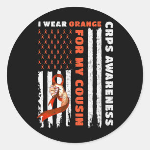 Ich trage Orange für meinen Cousin CRPS Awareness Runder Aufkleber