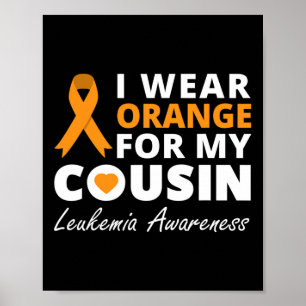 Ich trage Orange für meinen Cousin Ribbon Familien Poster