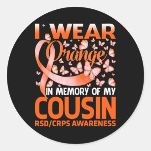 Ich trage Orange für meinen Cousin RSSd Crps Bewus Runder Aufkleber