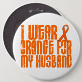 Ich trage Orange für meinen Ehemann 16 Button (Vorne & Hinten)