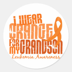 Ich trage Orange für meinen Enkel 6,4 Leukämie Runder Aufkleber